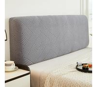 Genérico Funda Cabecero Elástica Multitamaño Protector Antipolvo para Cama Matrimonial Queen California King Decoración Minimalista para Dormitorio Geometría - Gris 120cm/47.2in