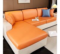 Genérico Funda Cheslong Brazo Derecho seccionales del sofá de Cuero PU para el sofá a Prueba de Agua Cubierta del cojín del Asiento en Forma de L Protector de Muebles para Naranja L-Chair