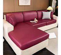 Genérico Funda Cheslong Brazo Derecho seccionales del sofá de Cuero PU para el sofá a Prueba de Agua Cubierta del cojín del Asiento en Forma de L Protector de Muebles para Vino Tinto 2 Seater