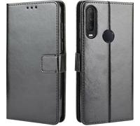 Generico Funda compatible con Alcatel 1S (2020) 5028D 5028Y / 3L 2020/ 1V 2020 Cover Stand flip libro gel TPU cartera protección magnética case ecopiel bolsillos compartimento porta tarjetas (negro)