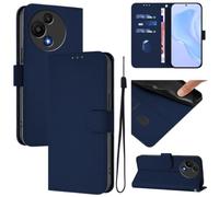 Generico Funda compatible con TCL 605 T517D / TCL 60 SE T517H Cover Stand flip libro gel cartera protección antigolpes antiarañazos case magnética ecopiel bolsillos compartimento tarjeta (azul noche)