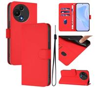 Generico Funda compatible con TCL 605 T517D / TCL 60 SE T517H Cover Stand flip libro gel cartera protección antigolpes antiarañazos case magnética ecopiel bolsillos compartimento tarjeta (rojo)