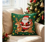 Genérico Funda de Cojín Lino Papá Noel Rojo 65x65 CM