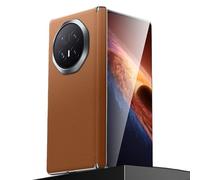 Genérico Funda De Cuero Genuino For Honor Magic V6, Funda Trasera Magnética For Teléfono, Protector De Cámara, Carcasa con Bisagra De Lujo A Prueba De Golpes(Brown)