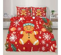 Genérico Funda de edredón de Gingerbread Man, Set de Fundas de edredón con Fundas de Almohada de Holly Leave Berrie para Decorar el Dormitorio 200x200cm