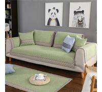 Genérico Funda de Sofá Algodón y Lino Reversible y Lavable, Protector Antiarañazos para Mascotas, Cubre Sofás 1 2 3 4 Plazas Universal Forma L y U(Green,70x150cm)