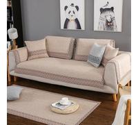Genérico Funda de Sofá Algodón y Lino Reversible y Lavable, Protector Antiarañazos para Mascotas, Cubre Sofás 1 2 3 4 Plazas Universal Forma L y U(Khaki,90x180cm)