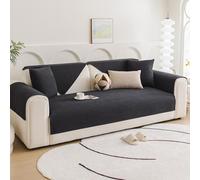 Genérico Funda de Sofá Impermeable de Chenilla, Protector Antideslizante Resistente a Arañazos para Perros y Gatos, Funda 1 2 3 4 Plazas Forma U L Seccional(Black,110x240cm)