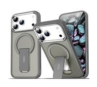 Genérico Funda de teléfono magnética con Soporte Plegable for iPhone 17, 16, 15, 14 Plus, 13, 12, 11 Pro MAX, Panel Trasero translúcido Mate for Hombres y Mujeres(Gray,iPhone 15 Pro)