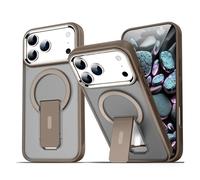 Genérico Funda de teléfono magnética con Soporte Plegable for iPhone 17, 16, 15, 14 Plus, 13, 12, 11 Pro MAX, Panel Trasero translúcido Mate for Hombres y Mujeres(Coffee Brown,iPhone 16 Pro)