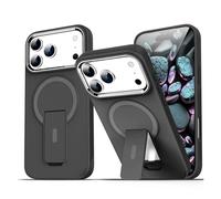 Genérico Funda de teléfono magnética con Soporte Plegable for iPhone 17, 16, 15, 14 Plus, 13, 12, 11 Pro MAX, Panel Trasero translúcido Mate for Hombres y Mujeres(Full Black,iPhone 16 Plus)