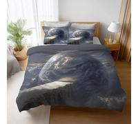 Genérico Funda Edredon - Cómodo y Hipoalergénica, Suave y Transpirable Funda Nórdica - Azul - Funda Nórdicas de Estampada 180 x 220 - Cama 105|120 Moderno Abstracto Planeta Puente