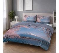 Genérico Funda Edredon - Cómodo y Hipoalergénica, Suave y Transpirable Funda Nórdica - Claro - Funda Nórdicas de Estampada 200 x 200 - Cama 135 Floral Japón Monte Fuji Nieve