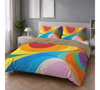 Genérico Funda Edredon - Cómodo y Hipoalergénica, Suave y Transpirable Funda Nórdica - Colorido - Funda Nórdicas de Estampada 200 x 200 - Cama 135 Abstracto Vibrante Bloques De Color Curvas