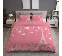 Genérico Funda Edredon - Cómodo y Hipoalergénica, Suave y Transpirable Funda Nordica - Melocotón - Funda Nordicas de Estampada 150 x 220 - Cama 80|90 Romántico Torre Eiffel Bicicleta Corazón