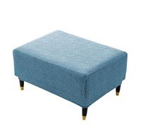 Genérico Funda elástica Rectangular para Taburete de Almacenamiento, Funda Otomana Redondo Rectángulo, Otomanas Muebles de Reposapiés con, Suave, para Dormitorio y Sala de Estar Lago Azul Medio