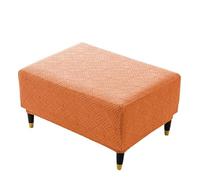 Genérico Funda elástica Rectangular para Taburete de Almacenamiento, Funda Otomana Redondo Rectángulo, Otomanas Muebles de Reposapiés con, Suave, para Dormitorio y Sala de Estar Naranja Medio
