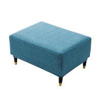 Genérico Funda elástica Rectangular para Taburete de Almacenamiento, Funda Otomana Redondo Rectángulo, Otomanas Muebles de Reposapiés con, Suave, para Dormitorio y Sala de Estar Azul Cian Medio