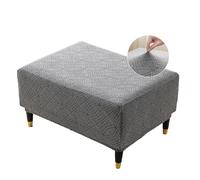 Genérico Funda elástica Rectangular para Taburete de Almacenamiento, Funda Otomana Redondo Rectángulo, Otomanas Muebles de Reposapiés con, Suave, para Dormitorio y Sala de Estar Gris Medio
