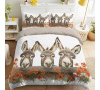 Genérico Funda Nordica Cama 105-155 x 220 cm, Suave Microfibra Juego de Funda Edredon, 3D Animal Burro Flores para Niños Varones, Gris, Realista, Reversible, con Cremallera