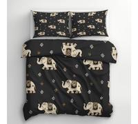 Genérico Funda Nordica Cama 105 Elefante, Funda Nórdica Elefante Boho, Ropa de Cama 200x200, Juego de Cama 3 Piezas, Funda Edredon Microfibra y 2 Fundas de Almohada 50x75 cm - SKA11377