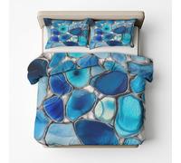 Genérico Funda Nordica Cama 135/150 Vidrieras, Ropa de Cama 220 x 240cm Vidrio Azul Modern, Suave y Cómodo Microfibra, Incluye Dos Fundas de Almohada, con Cremallera PZ&S-13