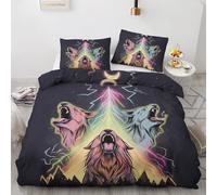 Genérico Funda Nordica Cama 135 Manada de Lobos Funda Edredon Cama 135 para Niños Adultos con Cremallera cómodo Transpirable Microfibra Fundas Nordicas 200x220 cm + 2 Fundas de Almohada 50x75 cm