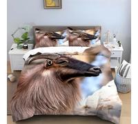 Genérico Funda Nordica Cama 135 Oveja Tahr Juego de Funda Nordica Microfibra，Animal Funda Edredon con Cremallera 200x200 cm y 2 Fundas de Almohada 50x75 cm -Ai1138