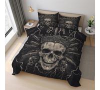 Genérico Funda Nordica Cama 150 Calavera Pistola Funda Nórdica 135x200 Esqueleto Abstracto Punk Rock, Suave Microfibra Ropa de Cama 2 Piezas, 1 Funda de Almohada, con Cremallera 21D&-27