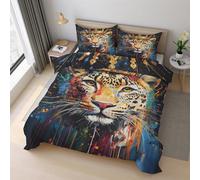 Genérico Funda Nordica Cama 150 Grafiti Colorido Leopardo Funda Nórdica 135x200 Guepardo Animal, Suave Microfibra Ropa de Cama 2 Piezas, 1 Funda de Almohada, con Cremallera 21D&-26