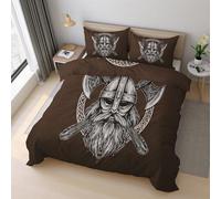 Genérico Funda Nordica Cama 150 Guerrero Vikingo Funda Nórdica 155x220 Celta Mitología Nórdica, Suave Microfibra Ropa de Cama 3 Piezas, 2 Funda de Almohada, con Cremallera 21D&-26