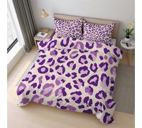 Genérico Funda Nordica Cama 150 Leopardo Morado Funda Nórdica 135x200 Estampado Animal, Suave Microfibra Ropa de Cama 2 Piezas, 1 Funda de Almohada, con Cremallera 21D&-27