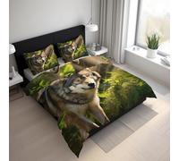 Genérico Funda Nordica Cama 150 Lobo Funda Nórdica 135x200 Animales Salvajes, Suave Microfibra Ropa de Cama 2 Piezas, 1 Funda de Almohada, con Cremallera 21D&-59