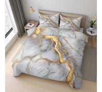 Genérico Funda Nordica Cama 150 Mármol Dorado Funda Nórdica 155x220 Arte Abstracto Moderno, Suave Microfibra Ropa de Cama 3 Piezas, 2 Funda de Almohada, con Cremallera 21D&-26