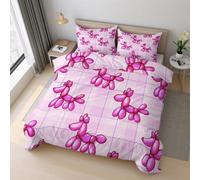 Genérico Funda Nordica Cama 150 Perro Rosa Funda Nórdica 135x200 Globo Abstracto, Suave Microfibra Ropa de Cama 2 Piezas, 1 Funda de Almohada, con Cremallera 21D&-27