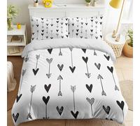 Genérico Funda Nordica Cama 180-260 x 240 cm, Juguetón Flechas Corazón para Niños, Blanco, Minimalista, Suave Microfibra Juego de Funda Edredon, Reversible, Transpirable