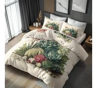 Genérico Funda Nordica Cama 180 Cactus, Funda Nórdica Botánico Plantas, Ropa de Cama 240x260, Juego de Cama 3 Piezas, Funda Edredon Microfibra y 2 Fundas de Almohada 65x65 cm - SKA10751