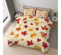 Genérico Funda Nordica Cama 180 Hoja de Arce, Ropa de Cama 240 x 260cm Hojas Caídas de Otoño, Suave y Cómodo Microfibra, Incluye Dos Fundas de Almohada, con Cremallera PZ&S-9