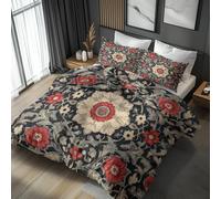 Genérico Funda Nordica Cama 80/90 Floral Vintage, Funda Nórdica Flores Boho, Ropa de Cama 135x200, Juego de Cama 3 Piezas, Funda Edredon Microfibra y 2 Fundas de Almohada 50x75 cm - SKA11916