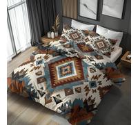 Genérico Funda Nordica Cama 80/90 Suroeste, Funda Nórdica Boho Azteca Étnico Tribal, Ropa de Cama 135x200, Juego de Cama 3 Piezas, Funda Edredon Microfibra y 2 Fundas de Almohada 50x75 cm - SKA12009