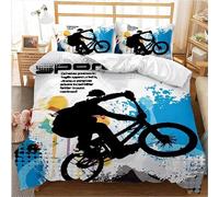 Genérico Funda Nordica Cama 90 Bicicleta Infantil Funda Edredon Cama 90 para Niños con Cremallera cómodo Transpirable Microfibra Fundas Nordicas 150x220 cm + 1 Fundas de Almohada 50x75 cm
