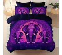 Genérico Funda Nórdica Cama 90 con Cremallera, Arte Fantástico Tierras Exóticas Animales Elefantes Microfibra Funda Nordica (Púrpura), 3 Piezas - 1 Funda Edredón 140 x 200 cm + 2 Fundas de Almohada