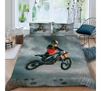 Genérico Funda Nordica Cama 90 Motocross Infantil Funda Edredon Cama 90 para Niños con Cremallera cómodo Transpirable Microfibra Fundas Nordicas 150x220 cm + 1 Fundas de Almohada 50x75 cm 5L9W4Q0164
