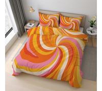 Genérico Funda Nordica Cama 90 Ola Abstracta, Ropa de Cama 150 x 220cm Remolino Curva Naranja, Suave y Cómodo Microfibra, Incluye Una Fundas de Almohada, con Cremallera PZ&S-19