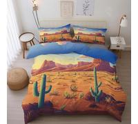 Genérico Funda Nordica Cama 90 Paisaje Desértico, Ropa de Cama 135 x 200cm Suculenta Cactus, Suave y Cómodo Microfibra, Incluye Una Funda de Almohada, con Cremallera PZ&S-25