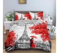 Genérico Funda Nordica Cama 90 París Infantil Funda Edredon Cama 90 para Niños con Cremallera cómodo Transpirable Microfibra Fundas Nordicas 150x220 cm + 1 Fundas de Almohada 50x75 cm 6LWQ31652