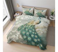 Genérico Funda Nordica Cama 90 Pavo Real, Ropa de Cama 150 x 220cm Plumas de Pavo Magnolia Pájaro, Suave y Cómodo Microfibra, Incluye Una Fundas de Almohada, con Cremallera PZ&S-14