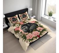 Genérico Funda Nórdica Gorila Microfibra Suave Mono Botánica Floral Juego de Ropa de Cama 3 Piezas con 1 Funda de Edredón y 2 Funda de Almohad LGS15LS