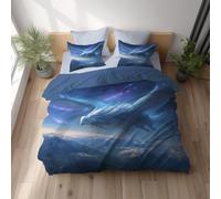 Genérico Funda Nordica, Súper Suave Microfibra, Transpirable Suave con la Piel, Juego de Funda Edredon Set Reversible, con Cremallera Oculta King 240 x 220 cm Azul Océano Dragón En Espiral