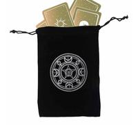 Generico Funda para cartas del tarot - Misterioso tarjetero de tarot con temática de Black Magic - Bolsillo para cartas de tarot con cordón para cartas de juego Rider Waite Tarot Deck Oracle Cards,